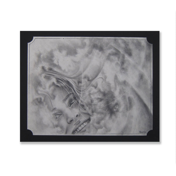 It's always a beautiful day when you see a beautiful face in the clouds!  Graphite on toned paper.  Picture is matted on archival vintage black matting.  Image:  7 5/8" x 6" inches  Matte: 8 5/8" x 6 1/2" inches  Free shipping within the US!