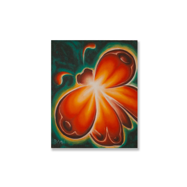 Orange butterfly pop art painting. Oil on canvas panel.  Piece is 8" x 10" inches.  Free shipping within the US!