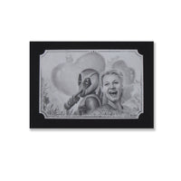 Deadpool fan art of a beautiful couple in love. He's not the best looking, but you know he has a great big heart.  Graphite on acid free paper.  Picture is matted on archival vintage black matting.  Image: 5 1/4" x 3 1/2" inches    Matte: 6 3/8" x 4 1/2" inches  Free shipping within the US!