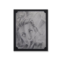 Cross eyed dizzy adorable portrait drawing. Graphite on toned paper.  The piece is matted on archival vintage black matting.  Image: 6" x 7 3/4" inches    Matte: 7" x 8 5/8" inches  Free shipping within the US!