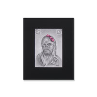 Star Wars Chewbacca pop fan art. Graphite and colored pencil on Bristol.  The piece is matted on archival vintage black matting.  Image: 2.5" x 3.5" inches   Matte: 4.75" x 5.75" inches  Free shipping within the US!