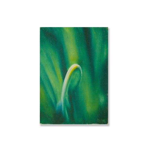Still life nature landscape painting. A leaf in focus.  Oil on canvas board.  Piece is 5" x 7" inches.  Free shipping within the US!