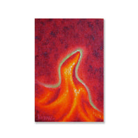 Glowing abstract leaf oil painting. Oil on canvas panel.  Piece is 4" x 6" inches.  Free shipping within the US!