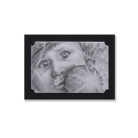 Graphite of cute baby surreal pop art. Graphite on acid free paper.  The piece is matted on archival vintage black matting.  Image: 5.25" x 3.5"  Matte: 6.25" x 4.5"  Free shipping within the US!